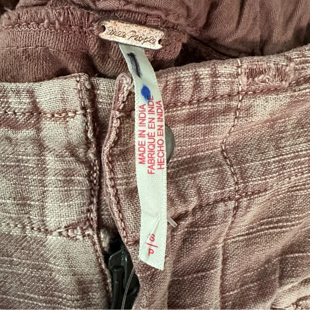 Free People Ride Out Barrel Moto Pants Pink Terracotta Canyon Sunset SZ S - Picture 6 of 8